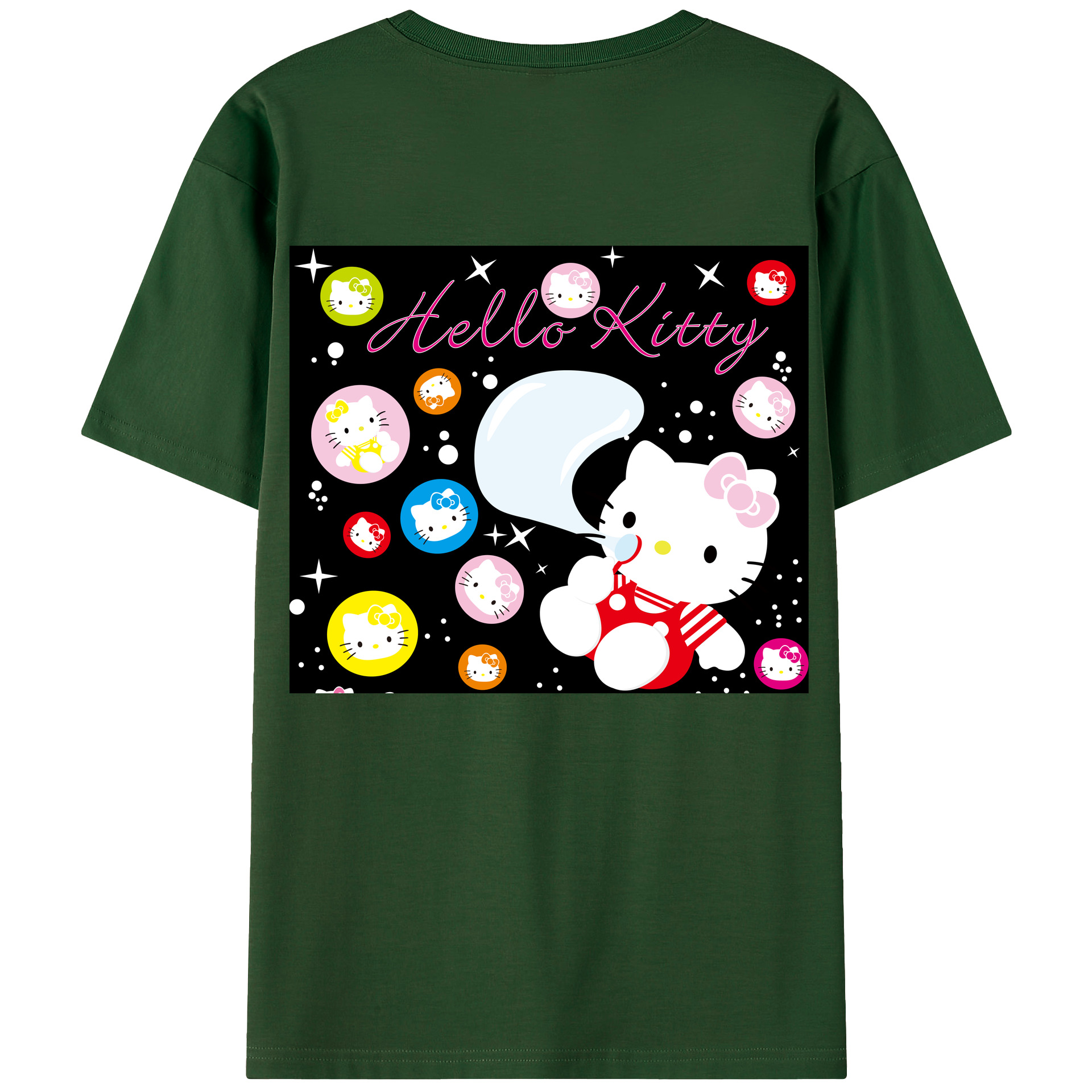 （画像用） Hello Kitty ハローキティ 綿100％半袖Tシャツ（背面プリント）